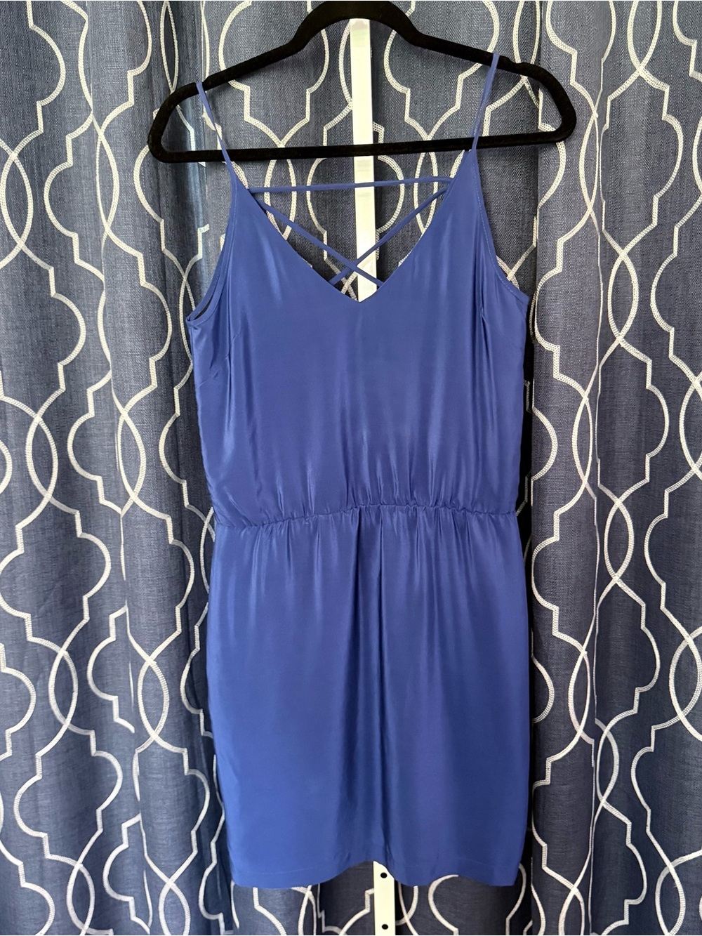 Amanda Uprichard 100% Silk Blue Strappy V-Neck Dress Size Small C38